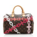 Louis Vuitton Limited Edition Monogram Canvas Chain Flower Speedy 30 Satchel (SHF-18397)