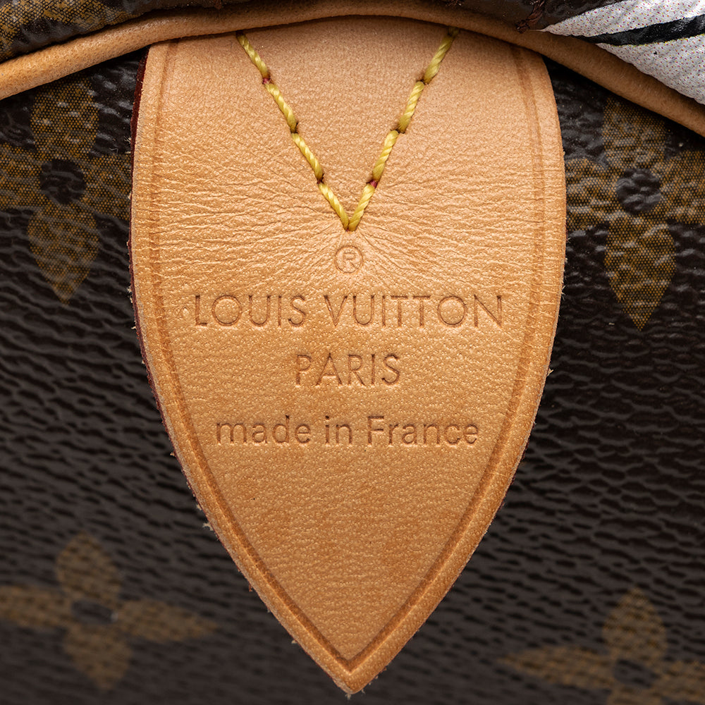 Louis Vuitton Limited Edition Monogram Canvas Chain Flower Speedy 30 Satchel (SHF-18397)