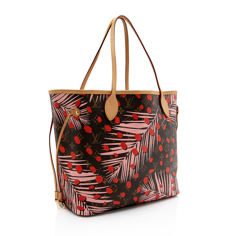 Louis Vuitton Limited Edition Monogram Canvas Jungle Dots Neverfull MM Tote (SHF-16231)