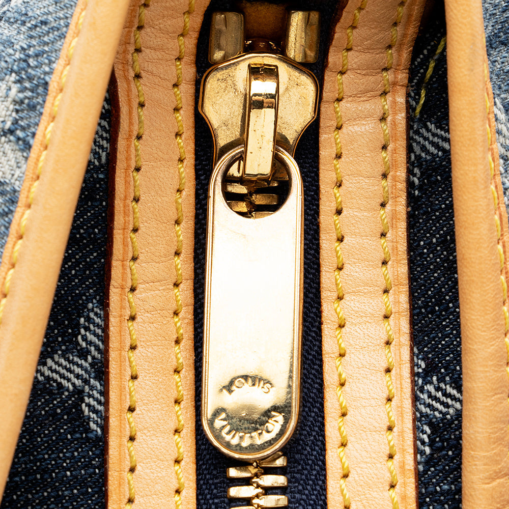 Louis Vuitton Limited Edition Monogram Denim Porte Epaule Raye GM Satchel (SHF-18305)