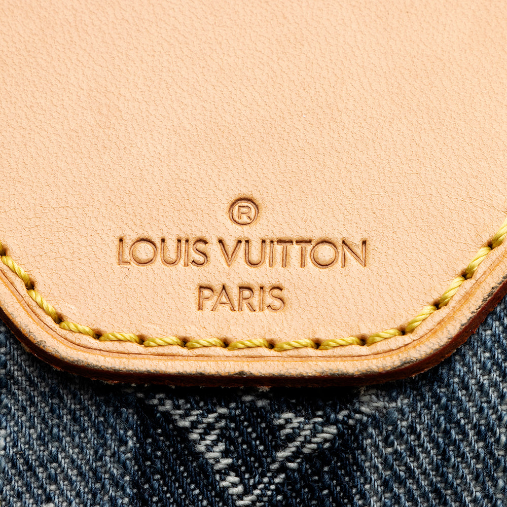 Louis Vuitton Limited Edition Monogram Denim Porte Epaule Raye GM Satchel (SHF-18305)