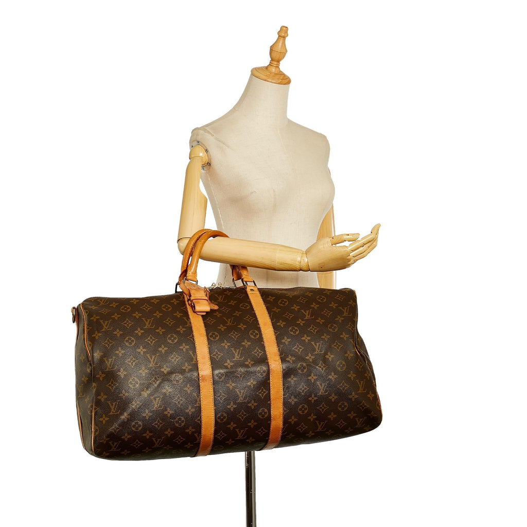 Louis Vuitton Monogram Keepall Bandouliere 55 (SHG-25215)