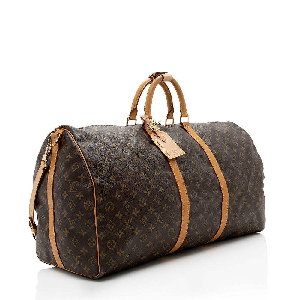 Louis Vuitton Vintage Monogram Canvas Keepall Bandouliere 60 Duffel Bag (SHF-17040)
