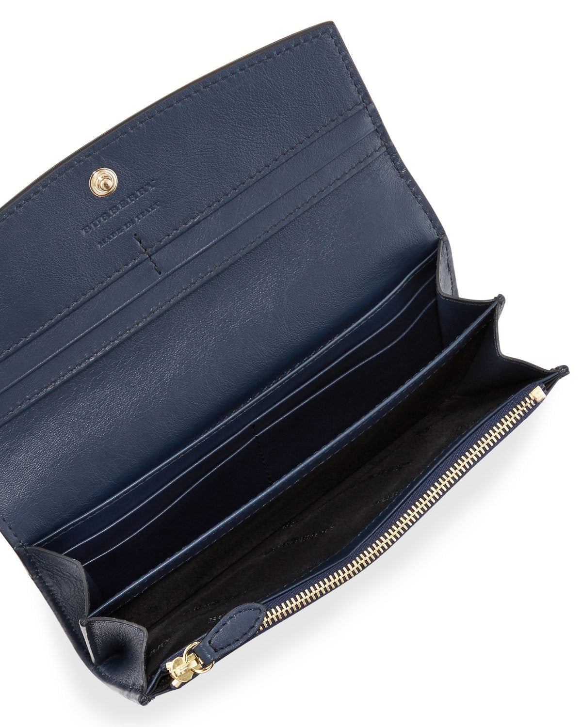 Porter House Check And Leather Continental Wallet Blue