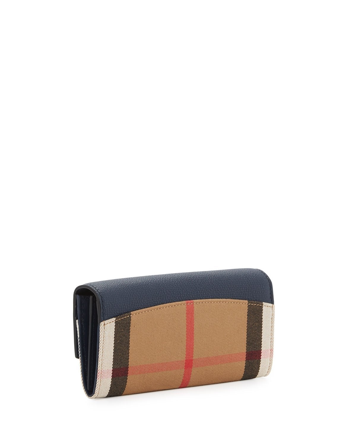 Porter House Check And Leather Continental Wallet Blue