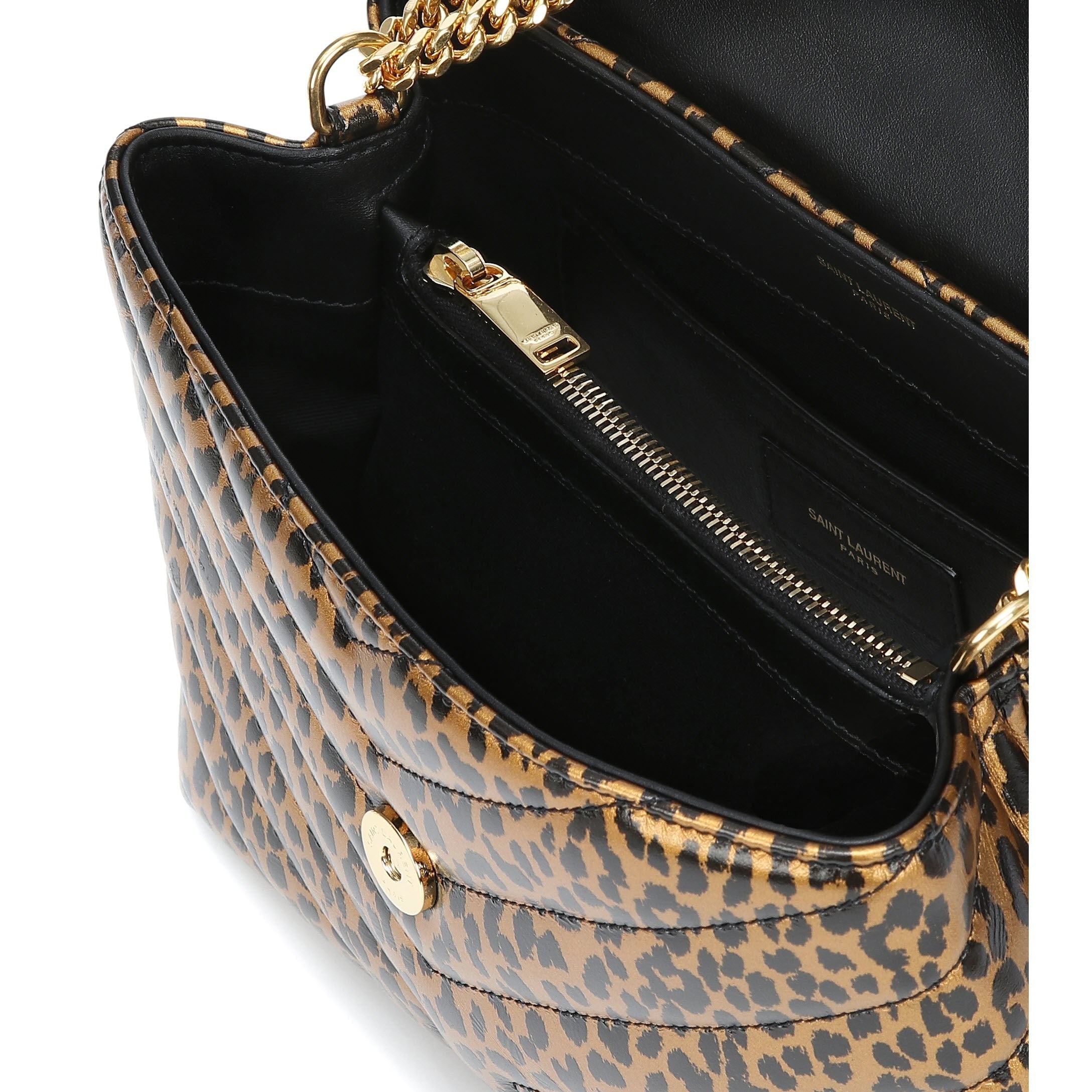 Saint Laurent Monogram Loulou Small Brown Leopard Calfskin Leather Shoulder Bag