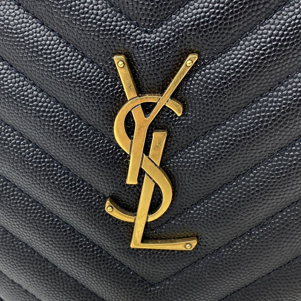 SAINT LAURENT Vinyle YSL Round Quilted Grain de Poudre Crossbody Bag