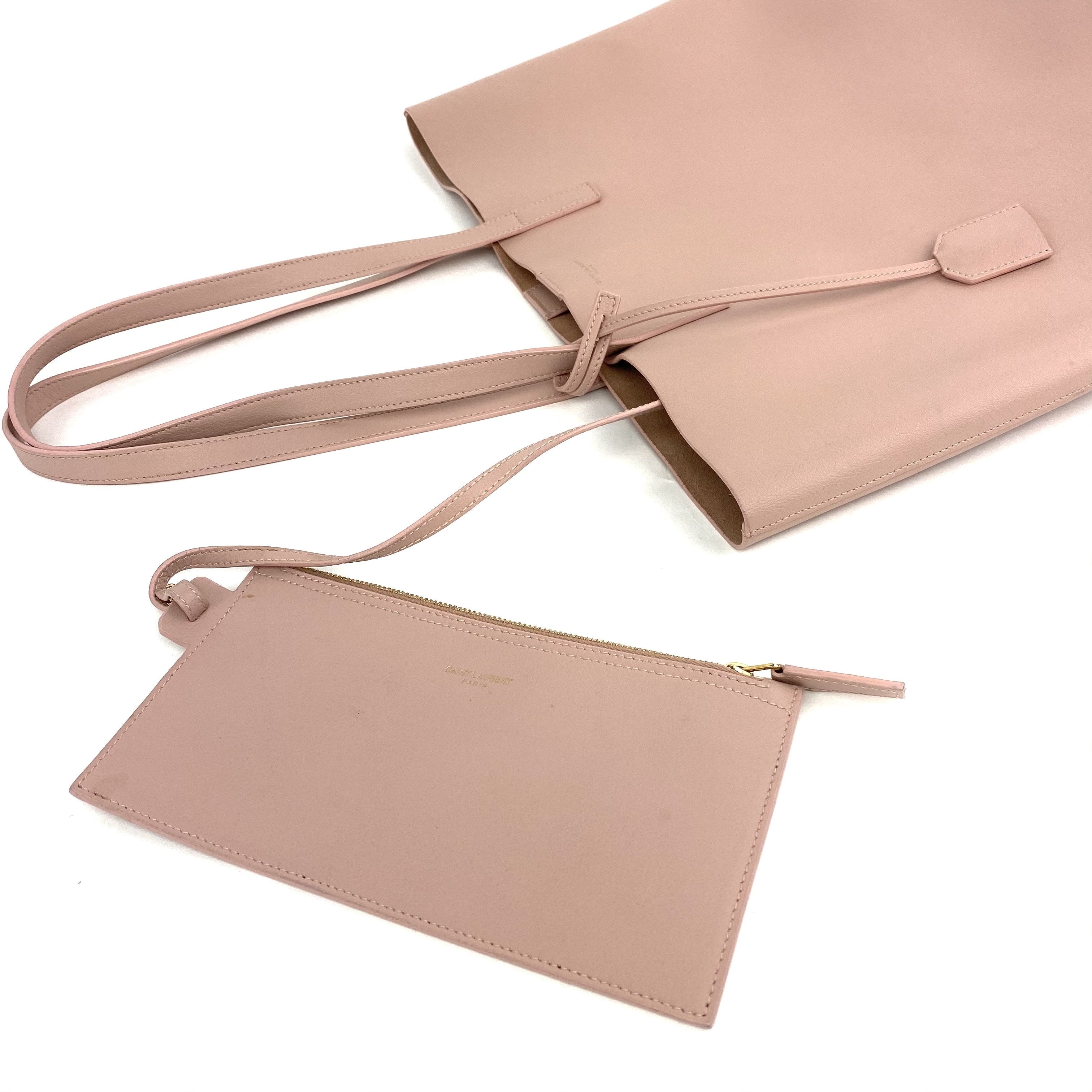 SAINT LAURENT Leather Shopper Tote Tall