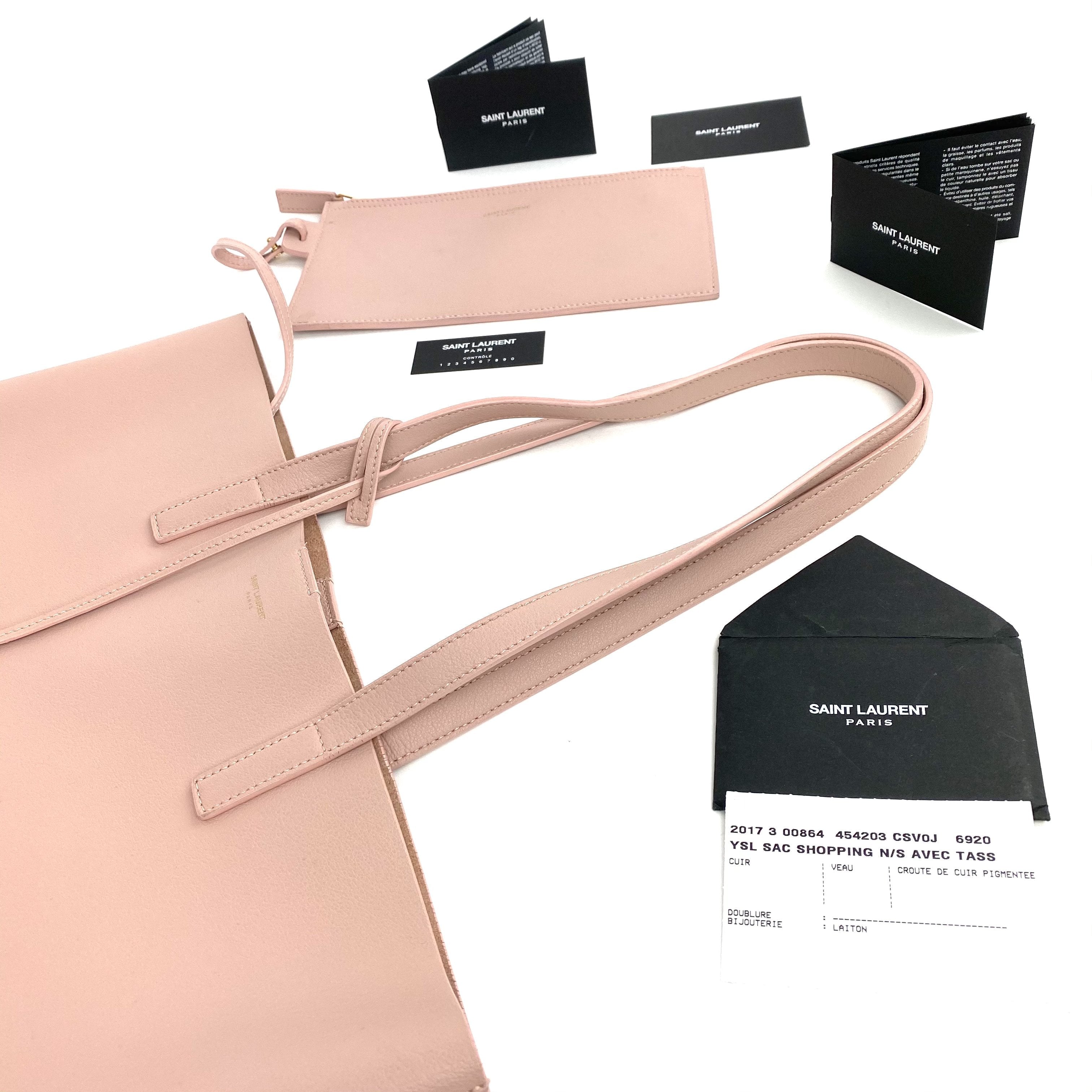 SAINT LAURENT Leather Shopper Tote Tall