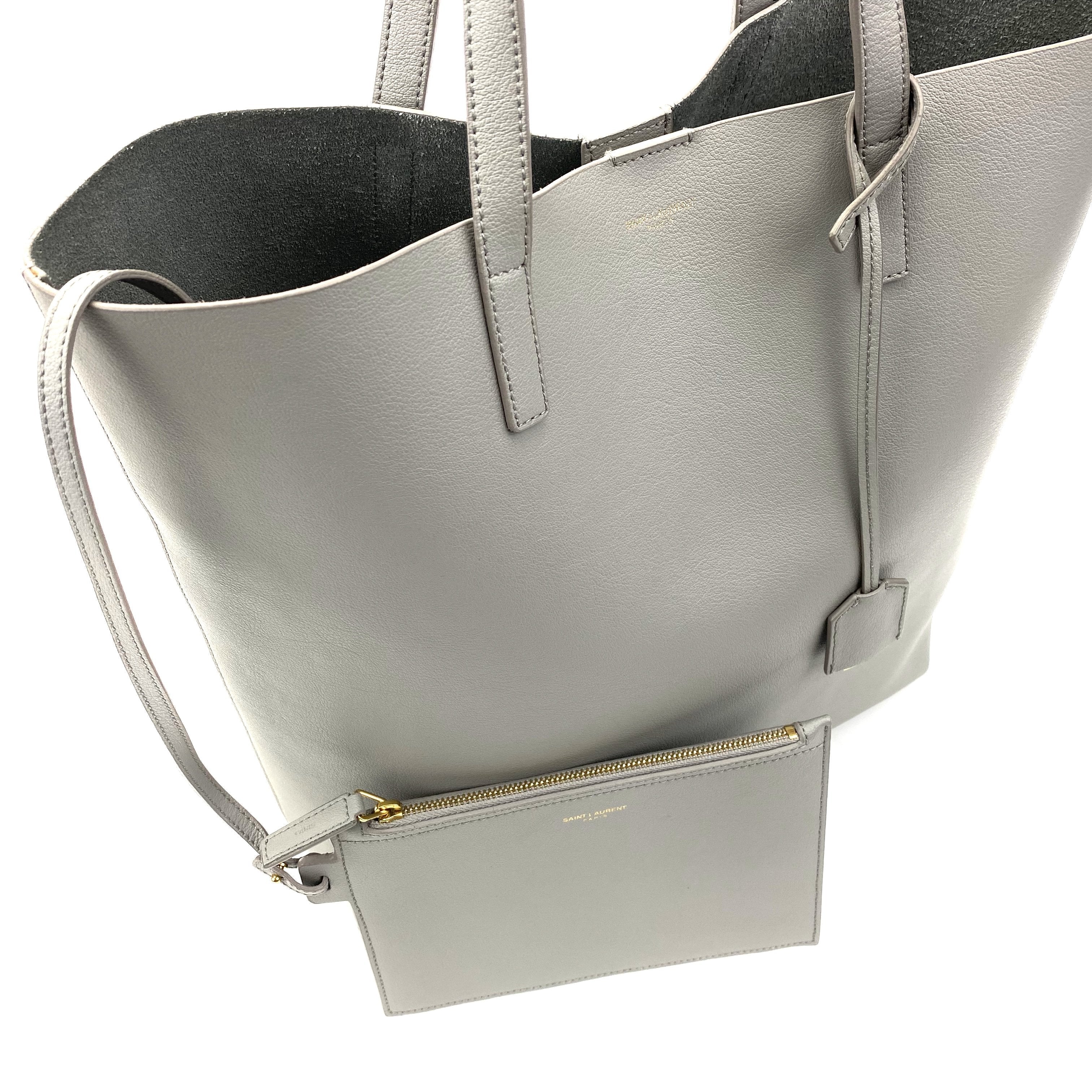 SAINT LAURENT Leather Shopper Tote Tall