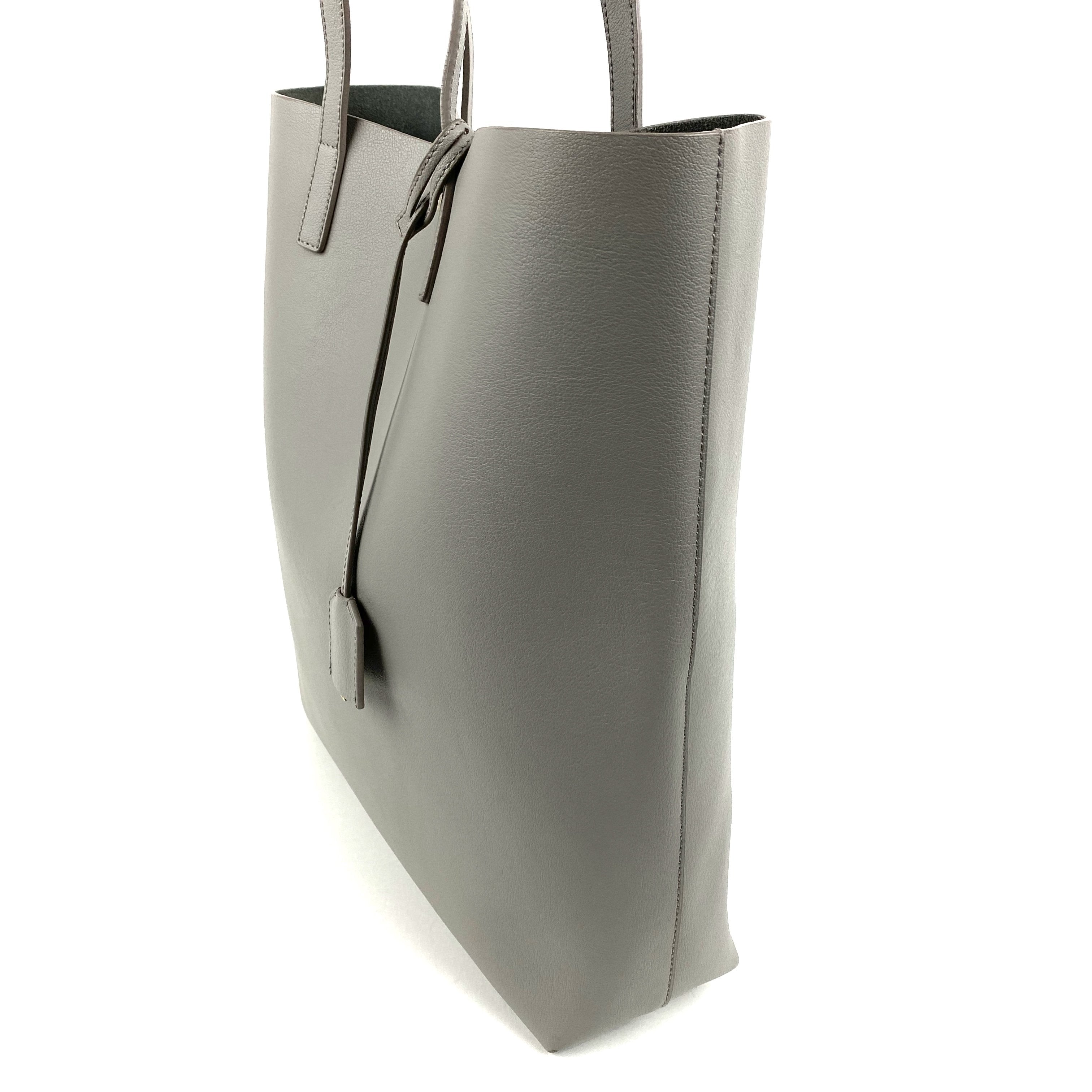 SAINT LAURENT Leather Shopper Tote Tall