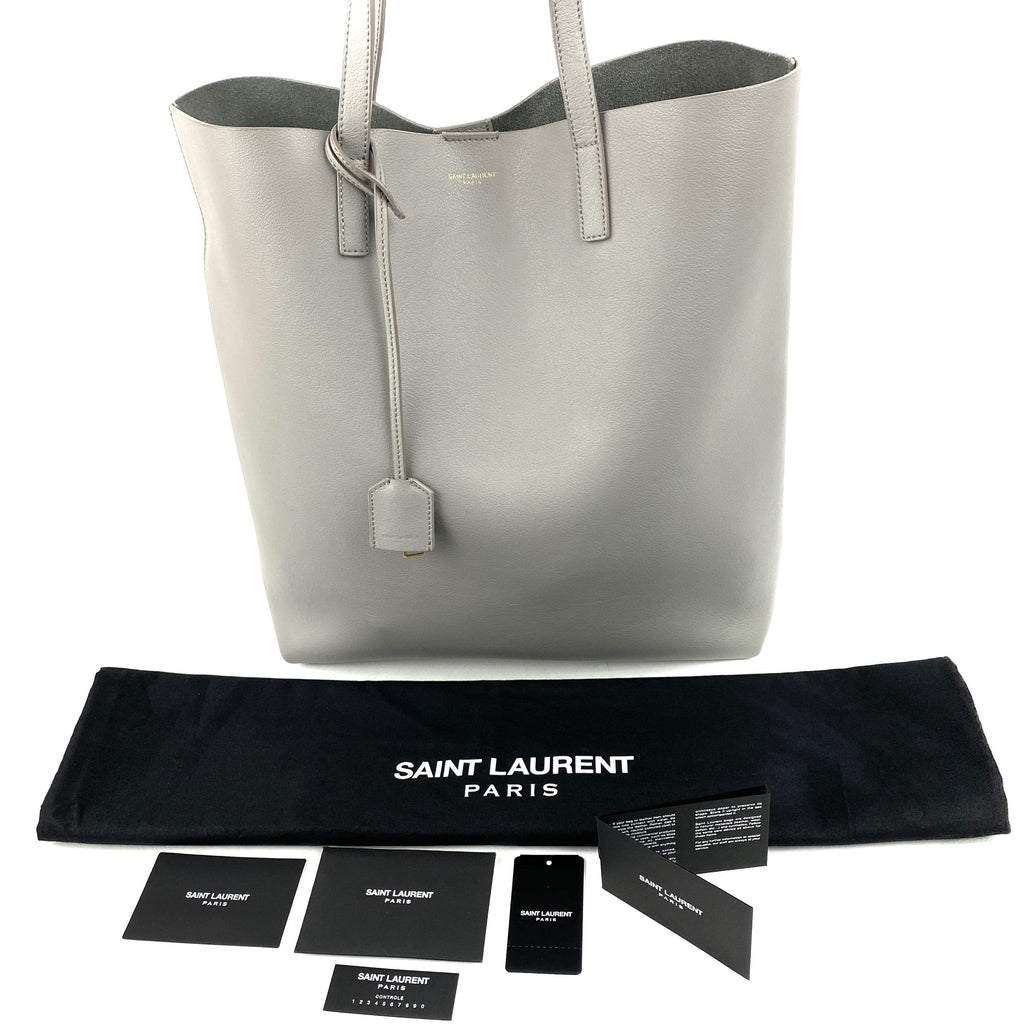 SAINT LAURENT Leather Shopper Tote Tall
