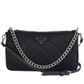 Quilted Tessuto Nylon Shoulder Bag in Black