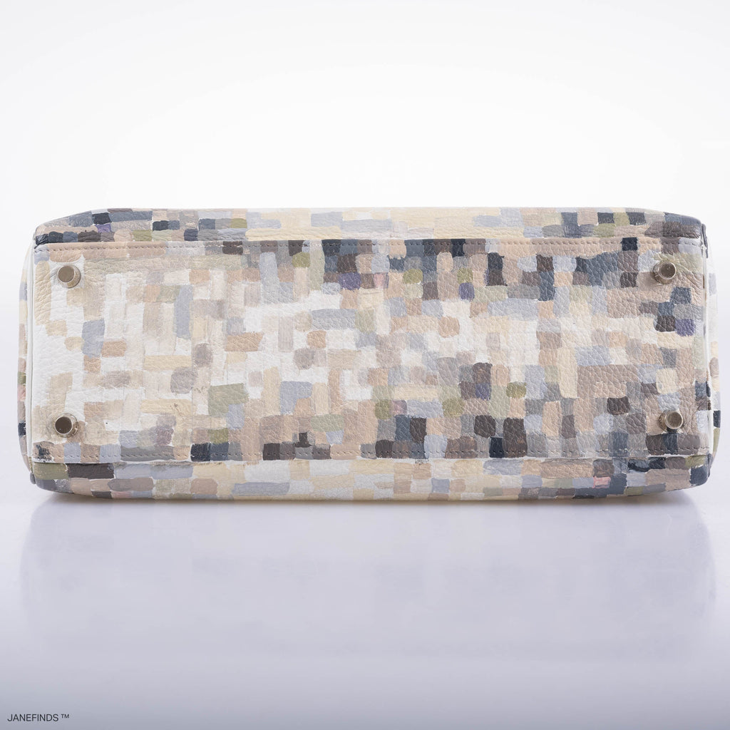 Vintage Hermes Kelly 32 Digital Hima Custom Painted Clemence with Palladium Hardware - 2004, H Square