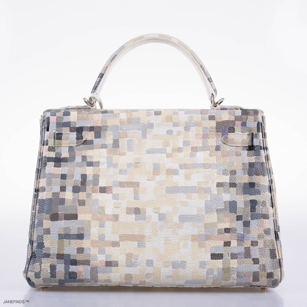 Vintage Hermes Kelly 32 Digital Hima Custom Painted Clemence with Palladium Hardware - 2004, H Square