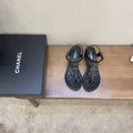 Chanel Sandals Patent Calfskin Black