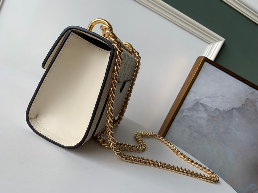 Gucci GG Embossed Padlock Shoulder Bag White Milky 20cm