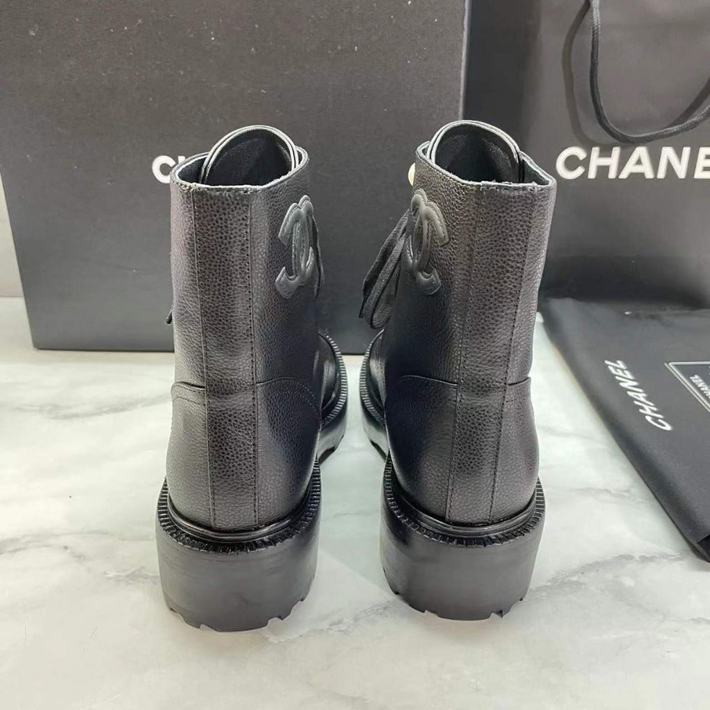 Chanel Pearl Embellished Ankle Boots Calfskin Leather Fall/Winter Collection Black