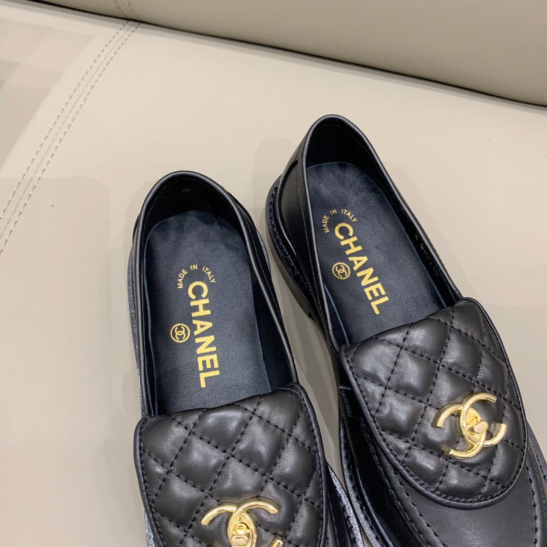 Chanel Loafers Gold Hardware Black