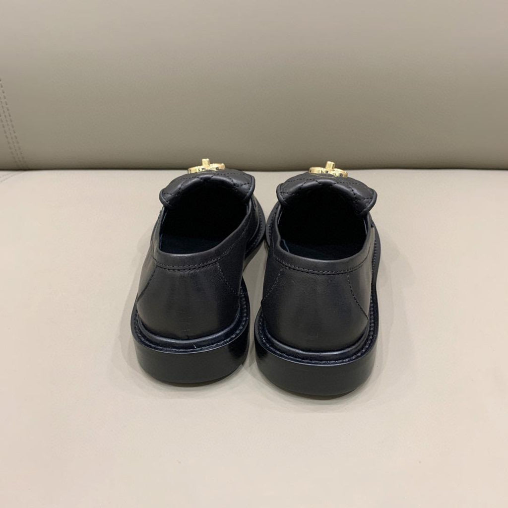 Chanel Loafers Gold Hardware Black