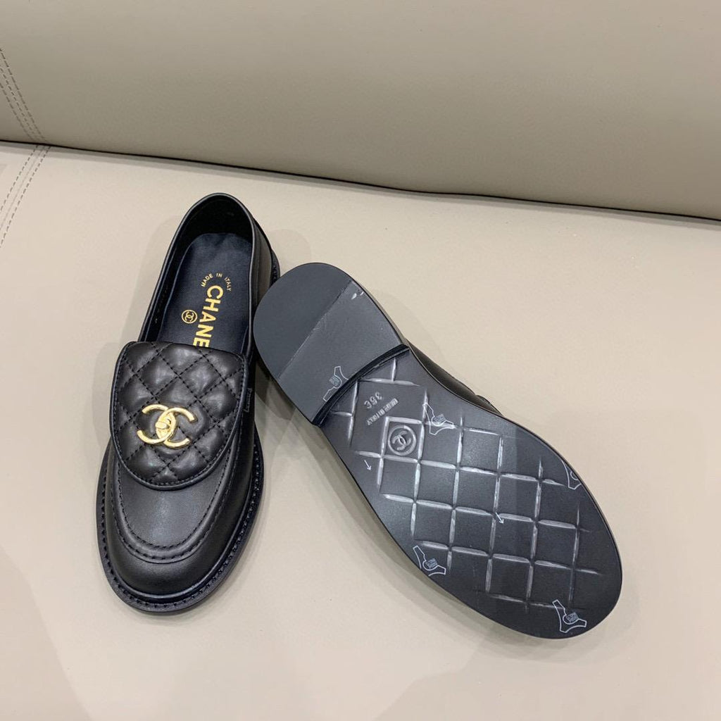 Chanel Loafers Gold Hardware Black