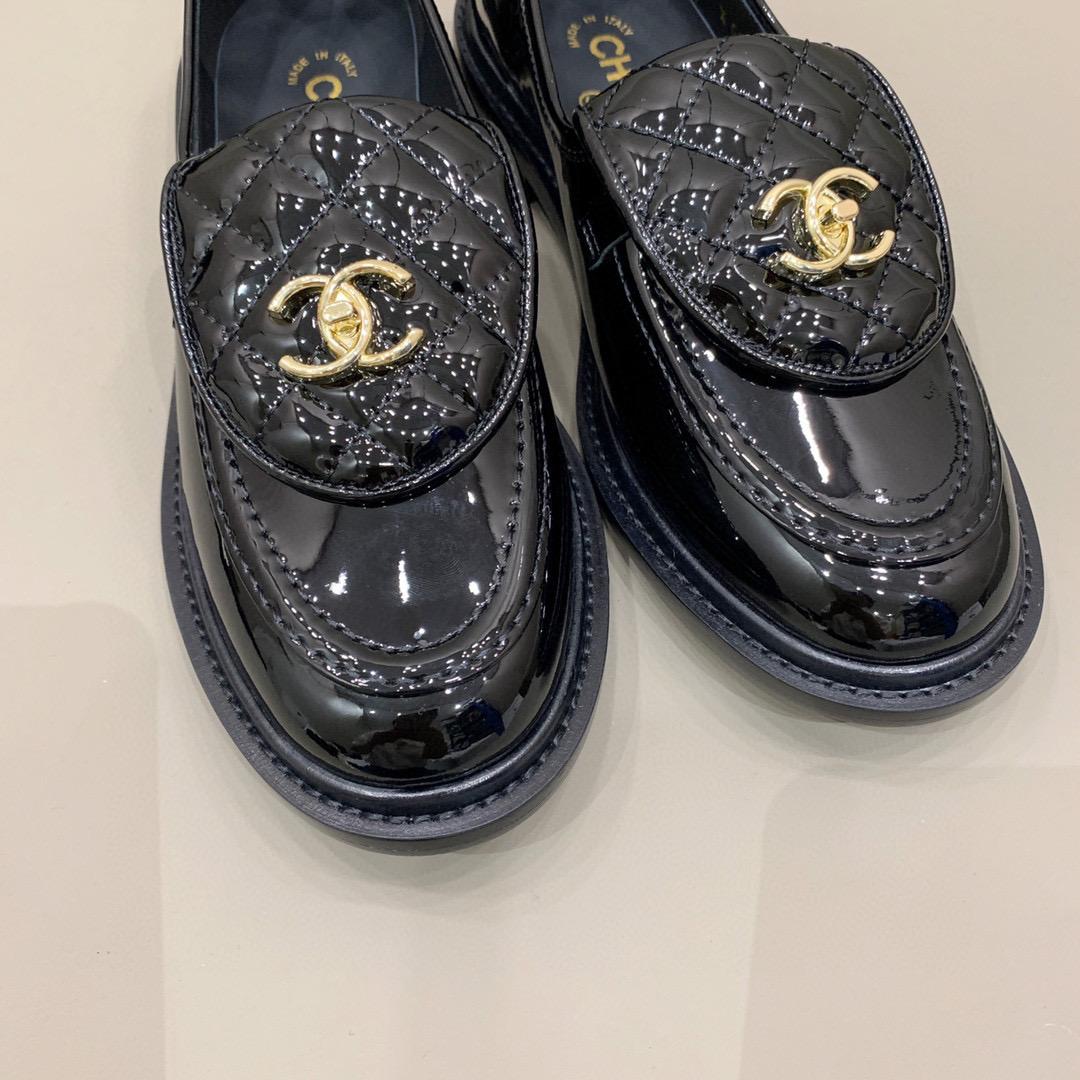 Chanel Loafers Gold Hardware Shiny Black