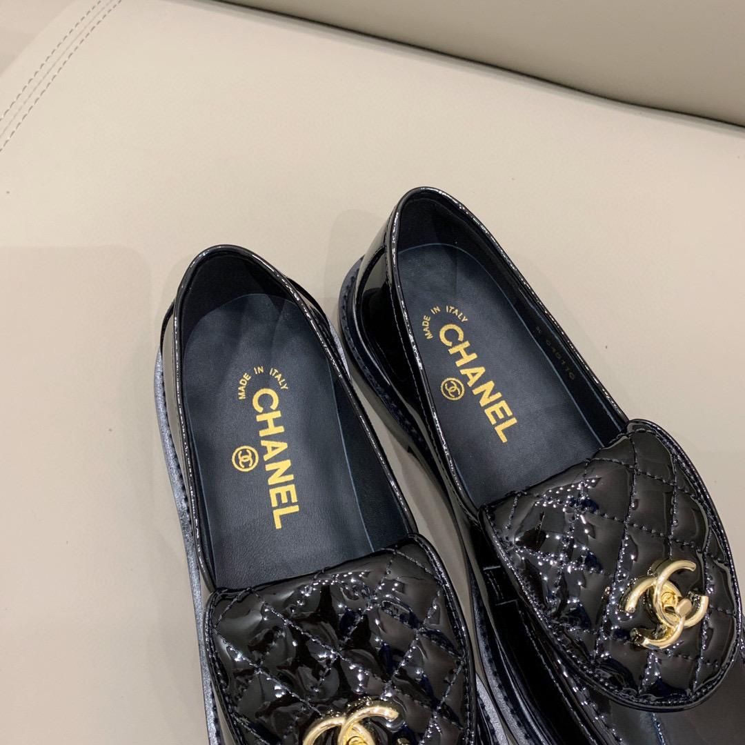 Chanel Loafers Gold Hardware Shiny Black