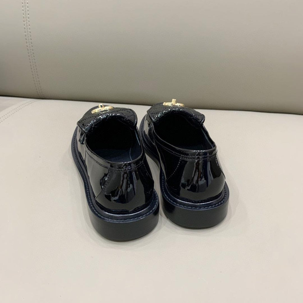Chanel Loafers Gold Hardware Shiny Black
