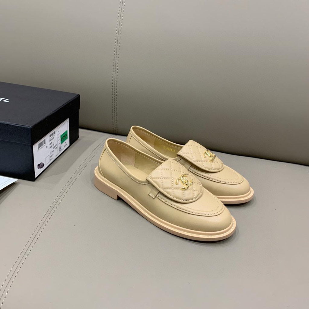 Chanel Loafers Gold Hardware Beige