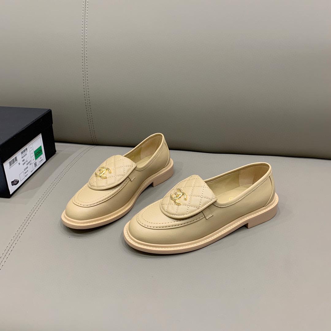 Chanel Loafers Gold Hardware Beige