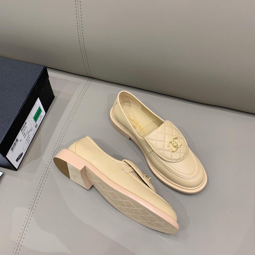 Chanel Loafers Gold Hardware Beige
