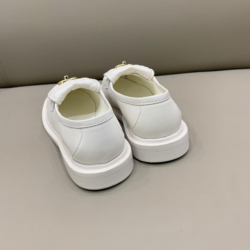 Chanel Loafers Gold Hardware White