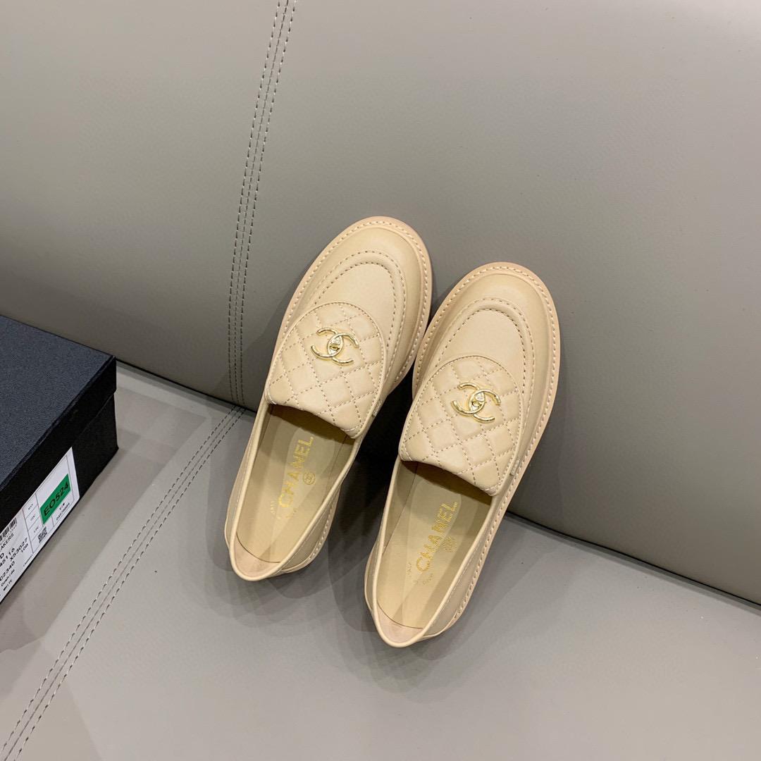 Chanel Loafers Gold Hardware Beige