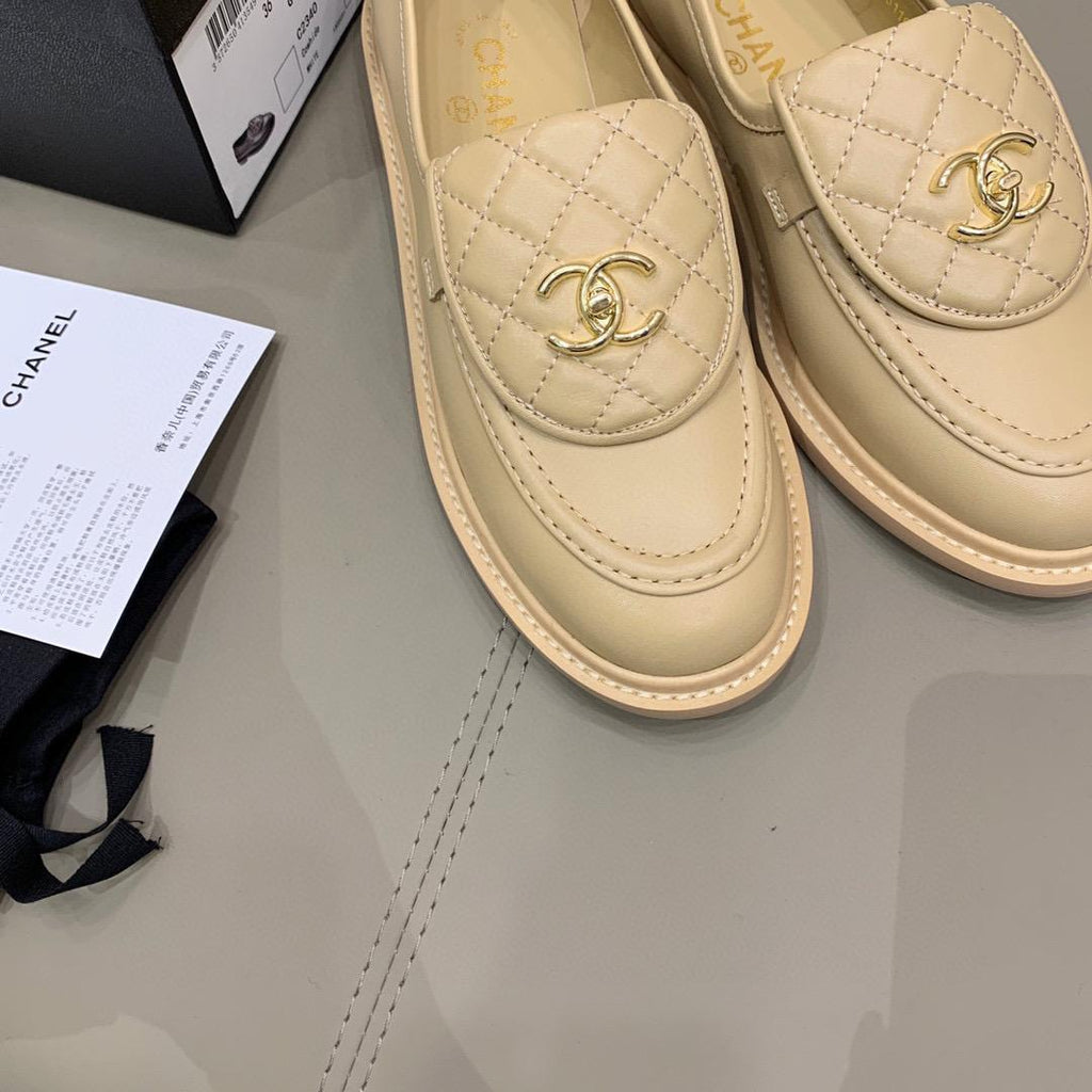 Chanel Loafers Gold Hardware Beige