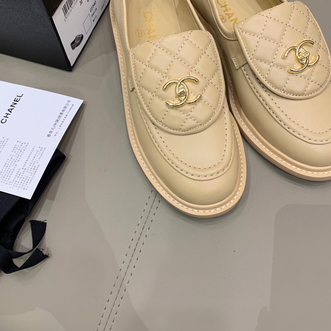 Chanel Loafers Gold Hardware Beige