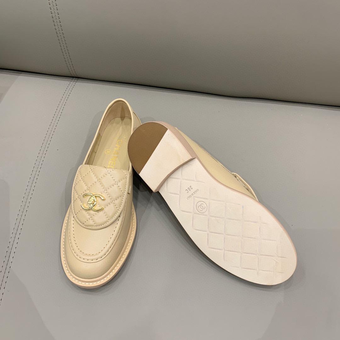Chanel Loafers Gold Hardware Beige