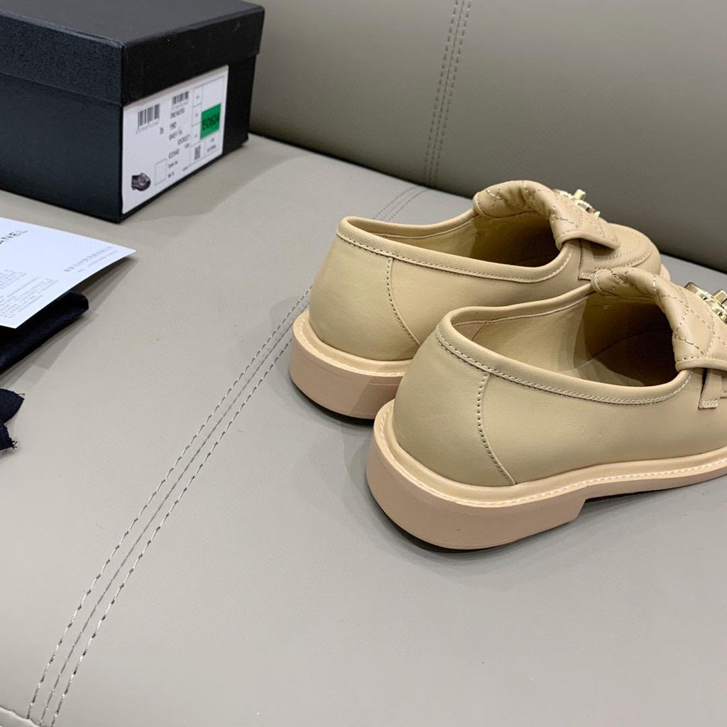Chanel Loafers Gold Hardware Beige
