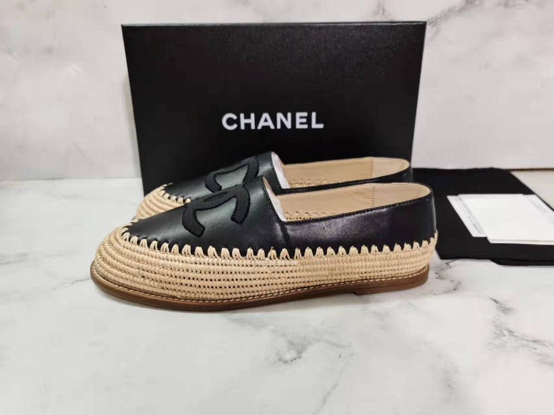 Fabric/Grosgrain Perforated Espadrilles Calfskin Leather Spring/Summer Act 2 Collection, Grey/Black