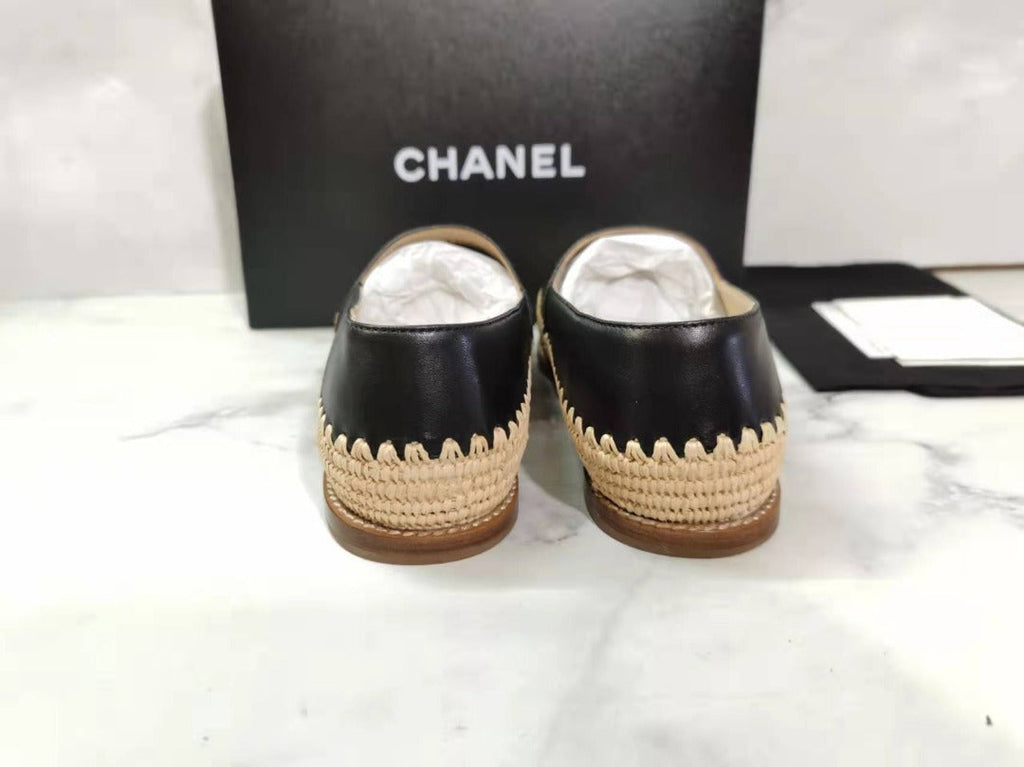 Fabric/Grosgrain Perforated Espadrilles Calfskin Leather Spring/Summer Act 2 Collection, Grey/Black