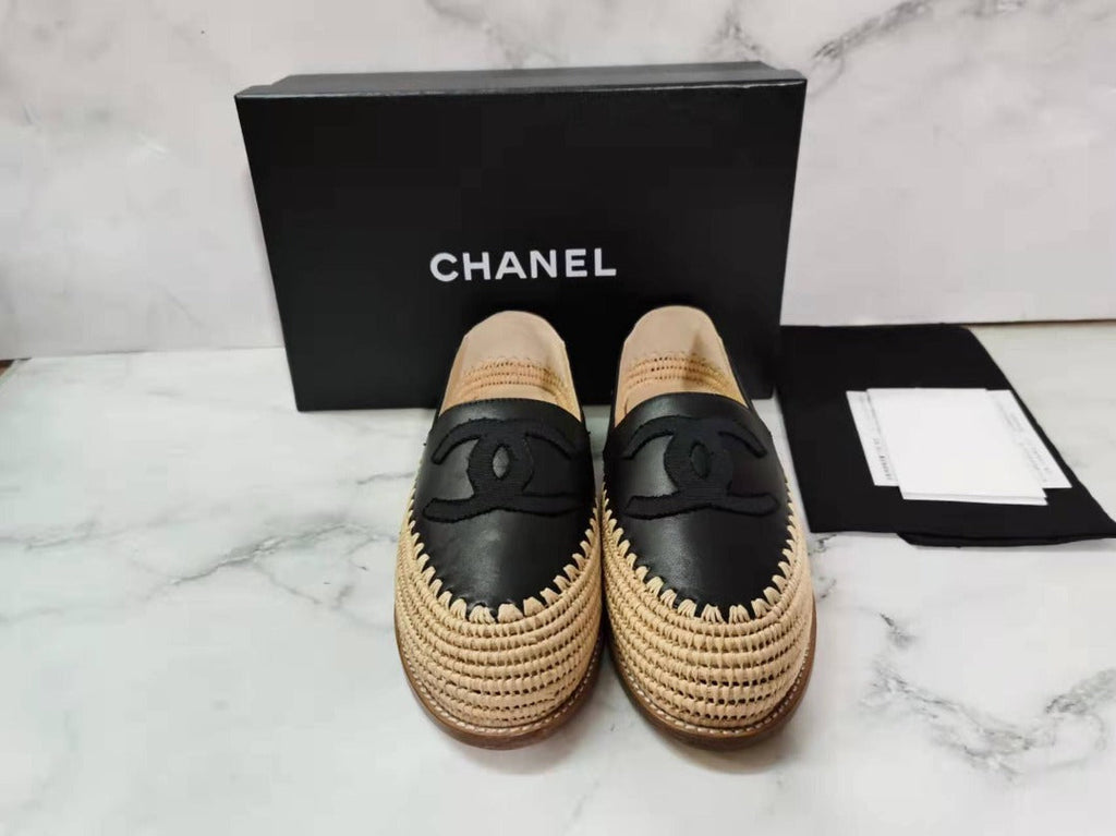 Fabric/Grosgrain Perforated Espadrilles Calfskin Leather Spring/Summer Act 2 Collection, Grey/Black
