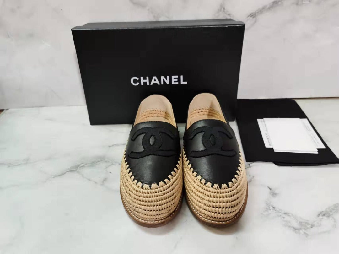 Fabric/Grosgrain Perforated Espadrilles Calfskin Leather Spring/Summer Act 2 Collection, Grey/Black