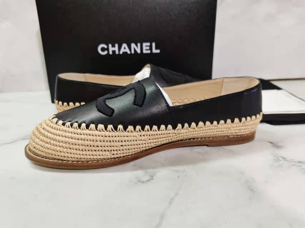 Fabric/Grosgrain Perforated Espadrilles Calfskin Leather Spring/Summer Act 2 Collection, Grey/Black