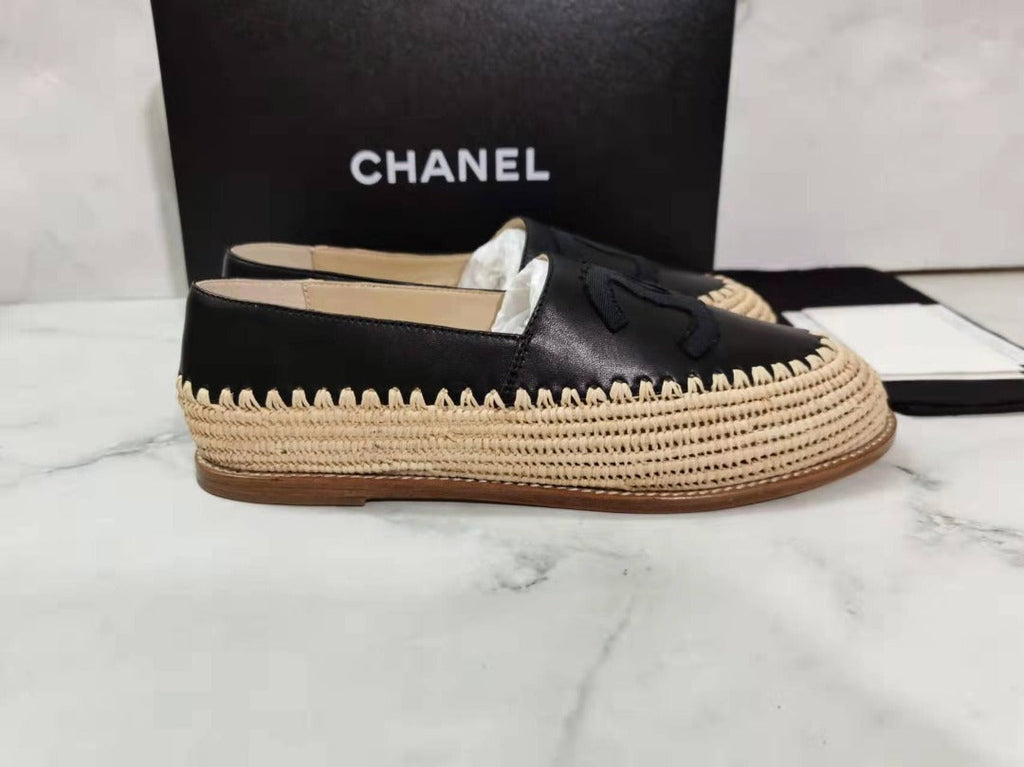 Fabric/Grosgrain Perforated Espadrilles Calfskin Leather Spring/Summer Act 2 Collection, Grey/Black