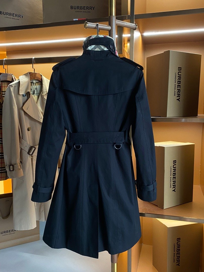 Burberry The Mid-length Kensington Heritage Trench Coat Black