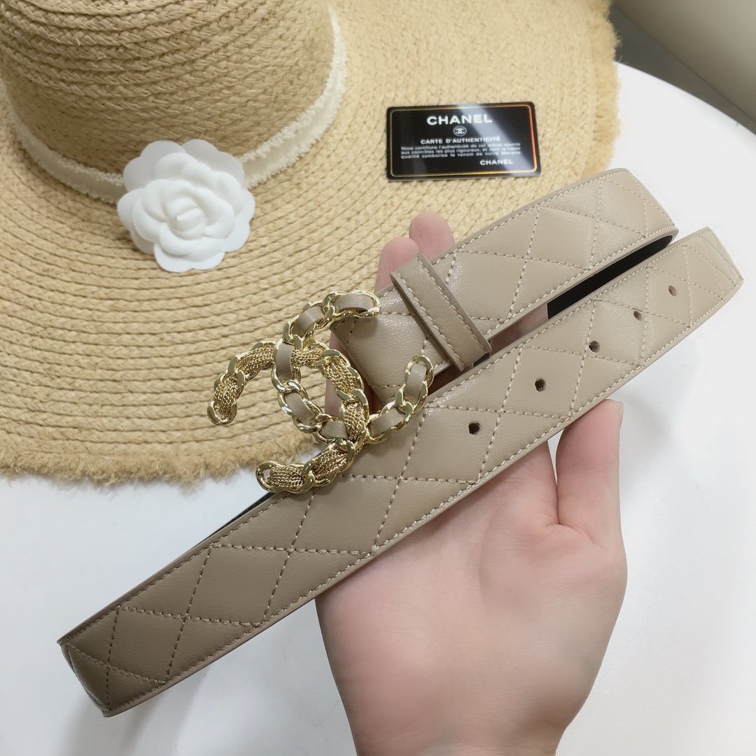 Chanel Belt With Double C Buckle Beige