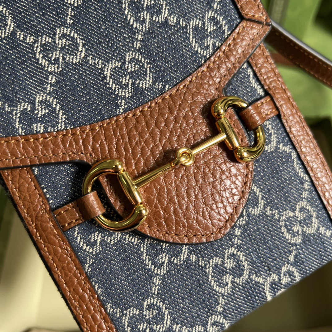Gucci 625615 Horsebit 1955 Mini Bag 12cm Blue