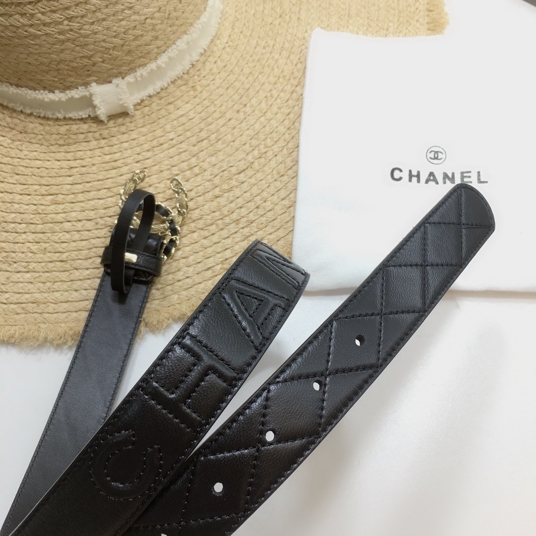 Chanel Belt With Double C Buckle Black