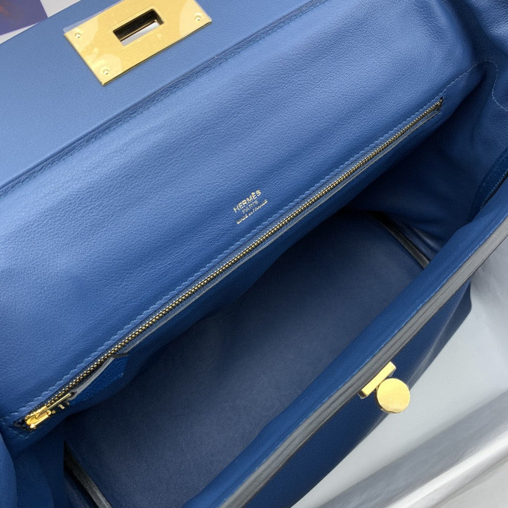 Hermes 24 24 35cm Noir Black Clémence Blue