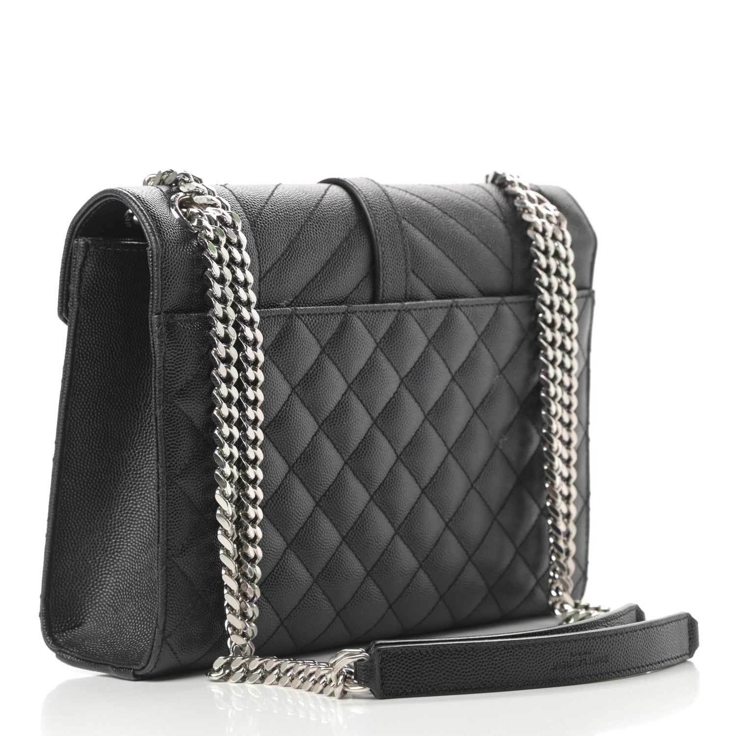 Saint Laurent Grain De Poudre Textured Mixed Matelasse Triquilt Medium Monogram Satchel Black