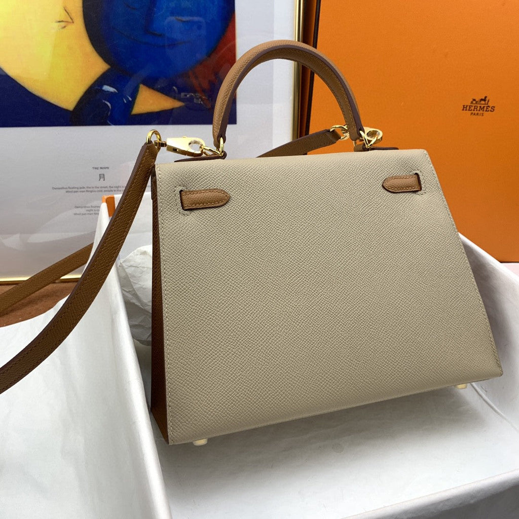 Hermes Kelly 25 Togo Gold Hardware Light Brown